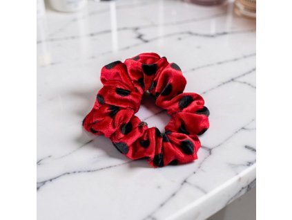 Scrunchie gumička do vlasů červená 24310
