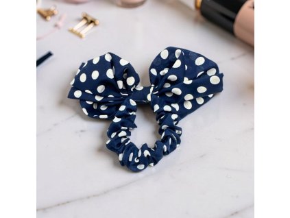 Scrunchie gumička do vlasů modrá 0005