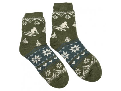 Pánské vlněné ponožky zelené 1137