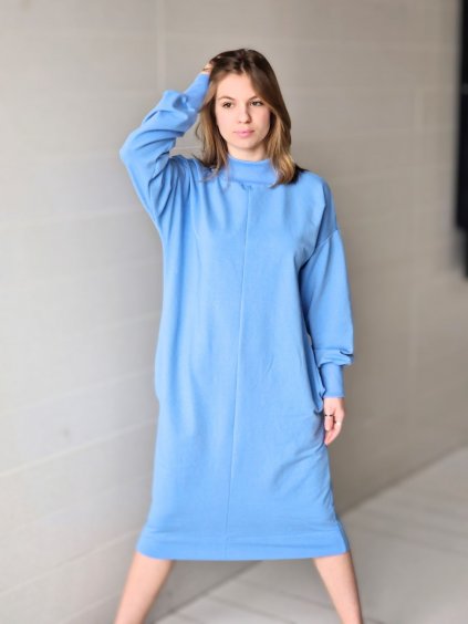 AYSHA Blue oversize mikinošaty s vreckami
