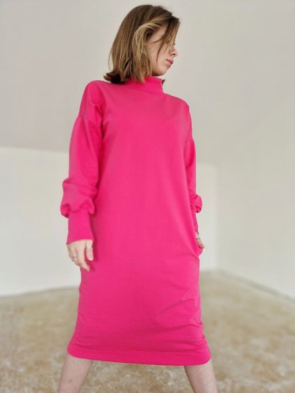 AYSHA Fuchsia oversize mikinošaty s vreckami