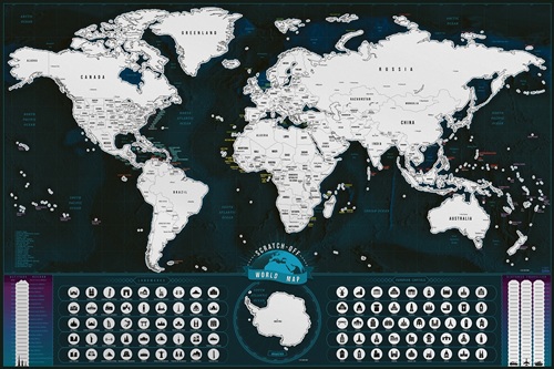 Stieracia mapa Sveta Classic strieborná