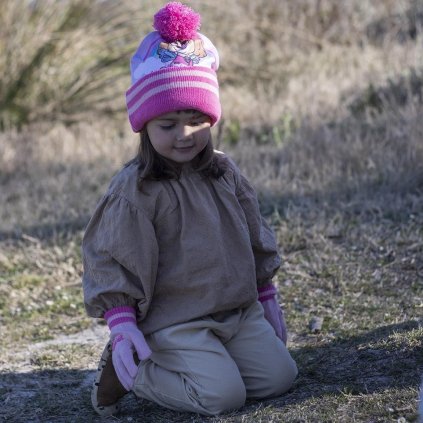 Labková patrola - Sada detská čiapka a rukavice - ružová