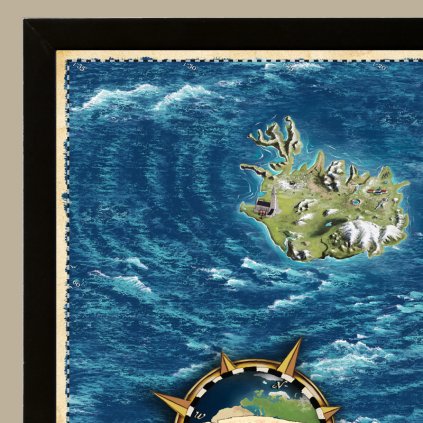 Zarámovaná mapa EURÓPY - čierny rám - zlatá