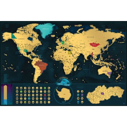 Stieracia mapa sveta - sk verzia Deluxe XXL