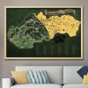 Zarámovaná mapa Slovenska - smotanový rám