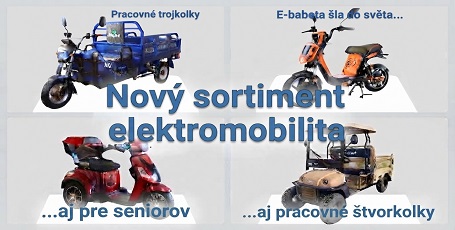 Elektrické skútre, pracovné trojkolky a štvorkolky a skútre pre seniorov