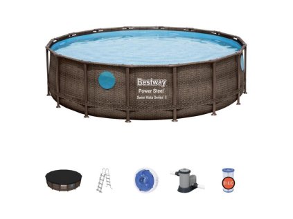 Bazén Bestway Power Steel Wood Swim Vista 4,88 x 1,22 m 56725, | ajtech.sk
