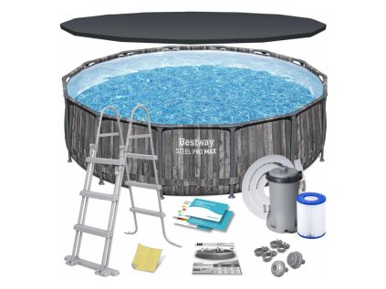 Bestway Steel Pro MAX, 5614Z, Bazén, kartušová filtrácia, rebrík, plachta, 427x107 cm | ajtech.sk