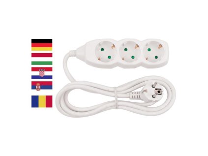 Strend Pro DG-805B predlžovací kábel 3,00 m, 5 sockets, HU, RO, SRB, CRO | ajtech.sk