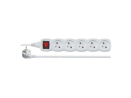 Kabel DG-F805BK 05,00 m, 5 zásuviek + vypínač | ajtech.sk