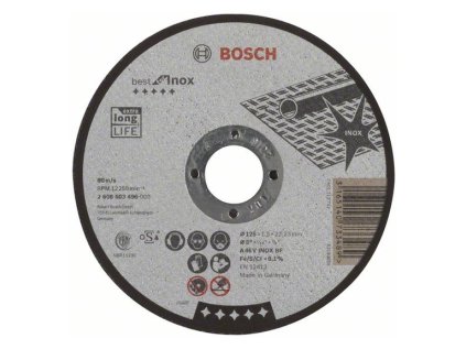 Bosch rezný kotúč rovný Best for INOX A 46 V INOX BF, 125 x 22,23 x 1,5 mm | ajtech.sk