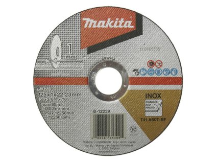 Makita rezný kotúč na nehrdzavejúcu oceľ 125 x 22,23 x 1 mm, 1ks, B-12239 | ajtech.sk