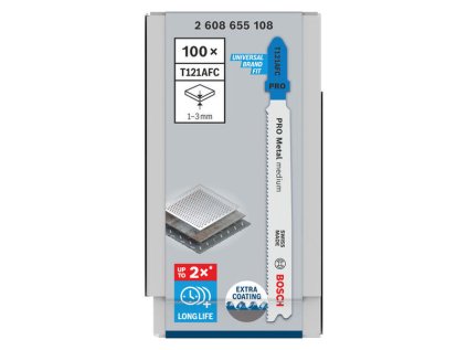 Bosch List do priamočiarej píly PRO Metal medium T121AFC 92 mm, 100 ks | ajtech.sk