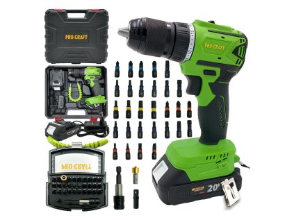 ProCraft SPA18LiN Akumulátorový vŕtací skrutkovač so sadou bitov BS-32 (1x2 Ah) | ajtech.sk