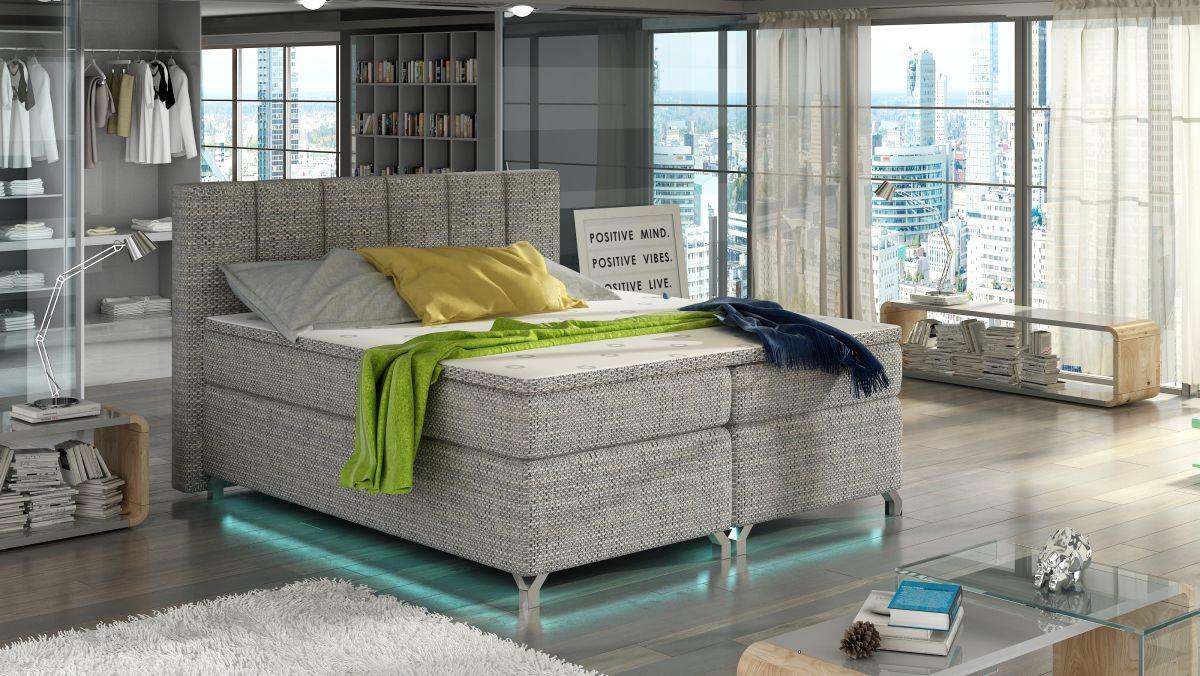 Dvojlůžko boxspring BASILIO s LED