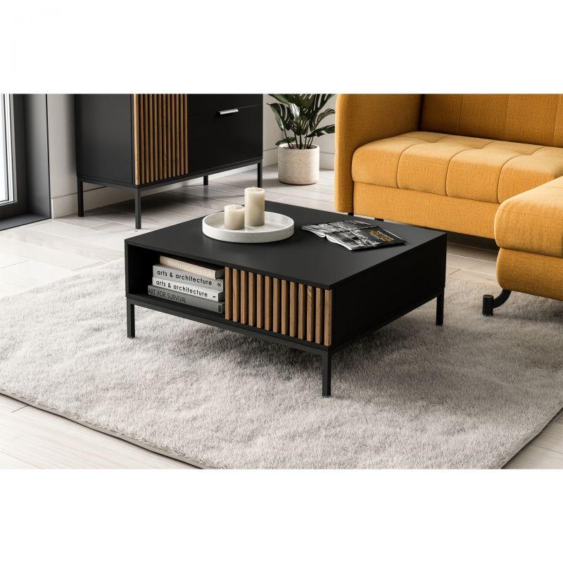 Meorati 80 Stolik Czarny/Dąb Artisan Moderní Černá 80x35x80