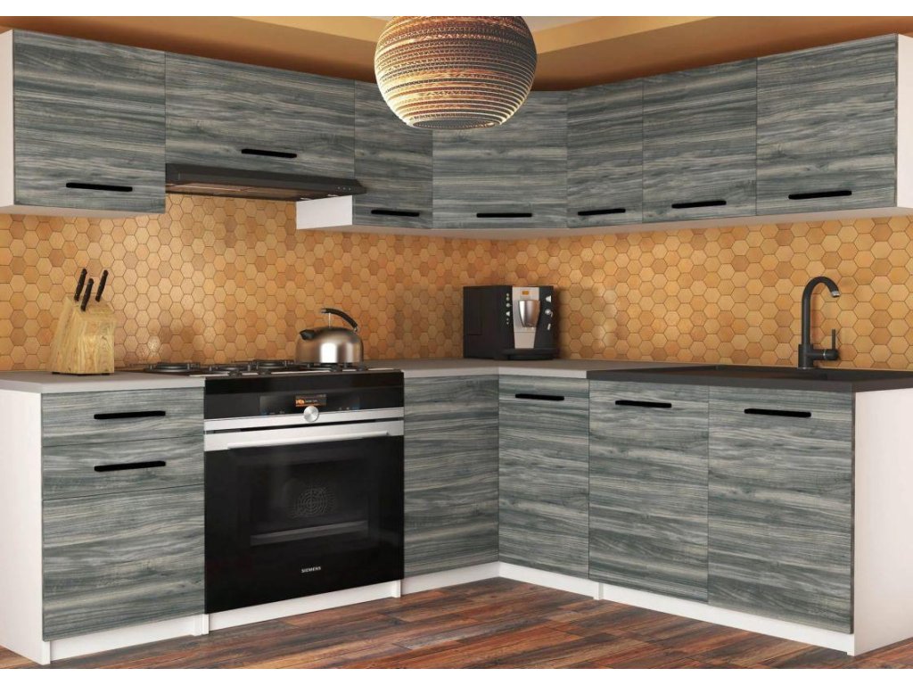 Rohová kuchyňská linka LIDIAUNIQA2 170x190cm - Antracit Grafit