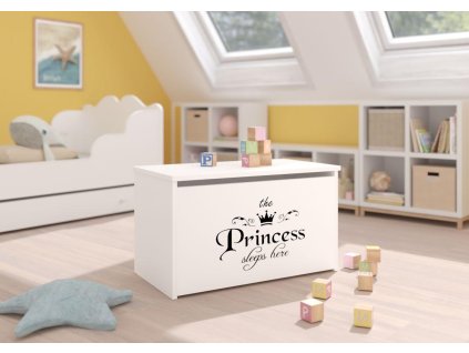 Box na hračky DARIA - Bílá - Princezna nápis