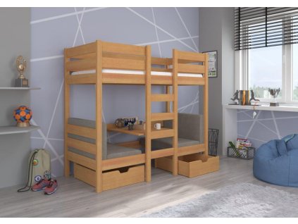 Patrová postel s matracemi BART - Buk - 90x200cm