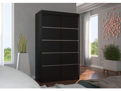 Posuvná skříň BENISSO - Černá - šířka 120cm