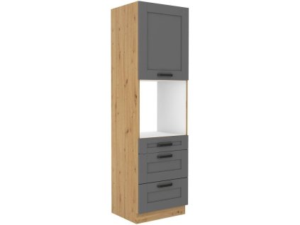 Kuchyňská linka LUNA - Dustgrey / Artisan - 60 na troubu + šuplíky (60 DPS-210 3S 1F)