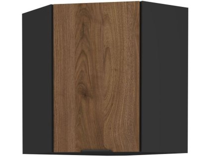 Kuchyňská linka MONZA - Ořech / Černá mat - 60x60 horní roh (60x60 GN-72 1F (45°))