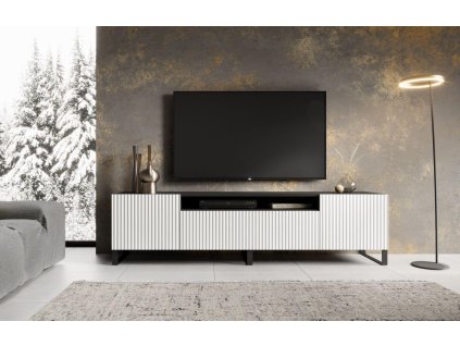 RTV stolek NOEMI - Černá / Bílá - 200 cm