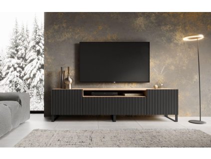 RTV stolek NOEMI - Artisan / Černá - 200 cm