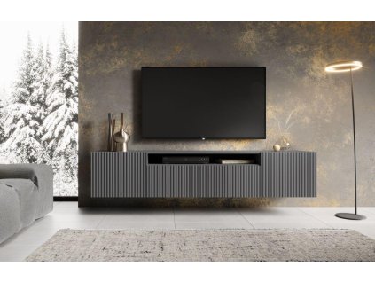 Nástěnný RTV stolek NOEMI - Grafit - 200 cm