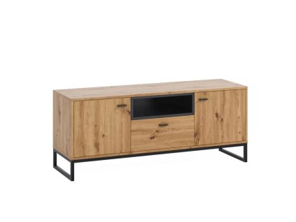 RTV stolek OLIER - Dub Artisan / Černá - 135cm