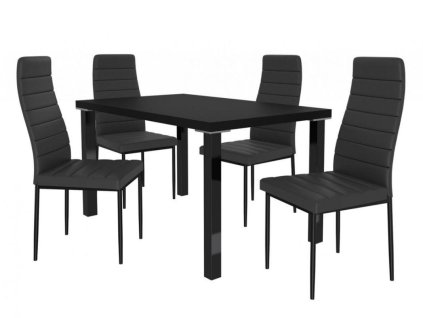 Jídelní set Moderno 1+4 židlí - černá/černá