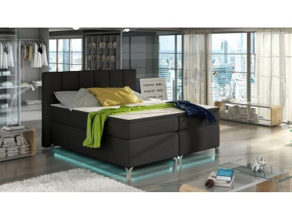 dvojlůžko boxspring BASILIO - Soft Eko kůže 11 - 140x200cm - s LED