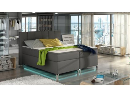 dvojlůžko boxspring BASILIO - Soft Eko kůže 29 - 140x200cm - s LED