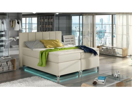dvojlůžko boxspring BASILIO - Soft Eko kůže 33 - 140x200cm - s LED