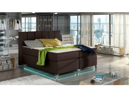 dvojlůžko boxspring BASILIO - Soft Eko kůže 66 - 180x200cm - s LED