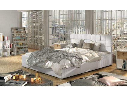 Čalouněná postel GRAND - Soft Eko kůže 17 - 140x200cm - Dřevo