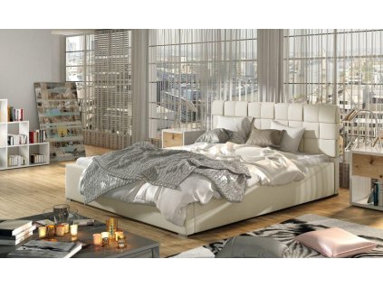 Čalouněná postel GRAND - Soft Eko kůže 33 - 140x200cm - Dřevo