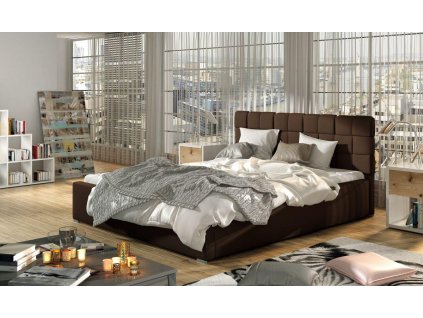 Čalouněná postel GRAND - Soft Eko kůže 66 - 140x200cm - Dřevo