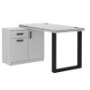 psací stůl MALTA 140 s komodou, světle šedá, 138x67cm