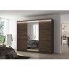 Posuvná skříň se zrcadlem a LED osvětlením DENIS - Choco - šířka 250cm