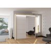 Posuvná skříň se zrcadlem a LED osvětlením CARO - Dub Sonoma / Bílá - šířka 180cm