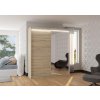 Posuvná skříň se zrcadlem a LED osvětlením CARO - Dub Sonoma - šířka 180cm