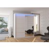 Posuvná skříň se zrcadlem a LED osvětlením CARO - Bílá - šířka 180cm