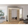 Posuvná skříň se zrcadlem a LED osvětlením BALANCE - Sonoma - šířka 180cm
