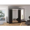 Posuvná skříň se zrcadlem a LED osvětlením BALANCE - Černá - šířka 180cm