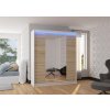 Posuvná skříň se zrcadlem a LED osvětlením BALANCE - Bílá / Sonoma - šířka 180cm