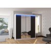 Posuvná skříň se zrcadlem a LED osvětlením BALANCE - Bílá / Černá - šířka 180cm