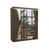 Posuvná skříň se zrcadlem a LED osvětlením DOLORES - Choco - šířka 180cm