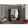 Posuvná skříň se zrcadlem a LED osvětlením BALTIMORE - Černá - šířka 180cm